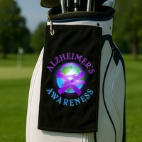 Alzheimer's Awareness Support Ribbon Hugging The World Golf Towel