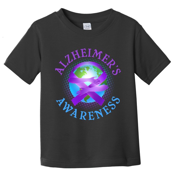 Alzheimer's Awareness Support Ribbon Hugging The World Toddler T-Shirt