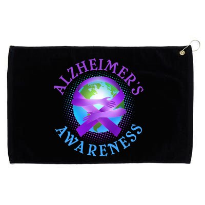 Alzheimer's Awareness Support Ribbon Hugging The World Grommeted Golf Towel