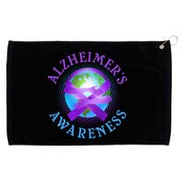 Alzheimer's Awareness Support Ribbon Hugging The World Grommeted Golf Towel