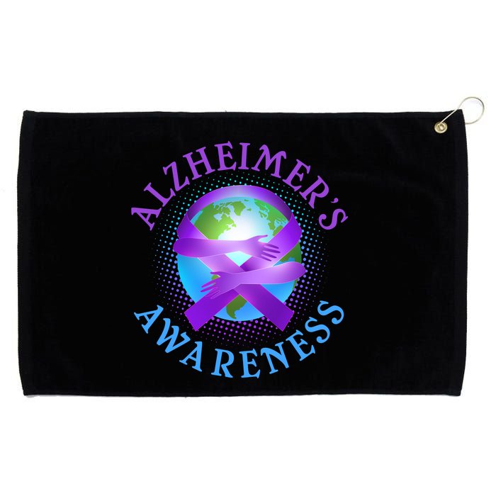 Alzheimer's Awareness Support Ribbon Hugging The World Grommeted Golf Towel