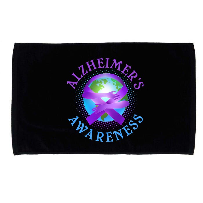 Alzheimer's Awareness Support Ribbon Hugging The World Microfiber Hand Towel