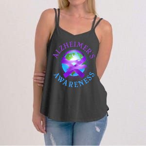 Alzheimer's Awareness Support Ribbon Hugging The World Women's Strappy Tank