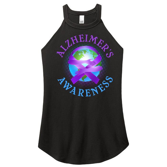 Alzheimer's Awareness Support Ribbon Hugging The World Women's Perfect Tri Rocker Tank