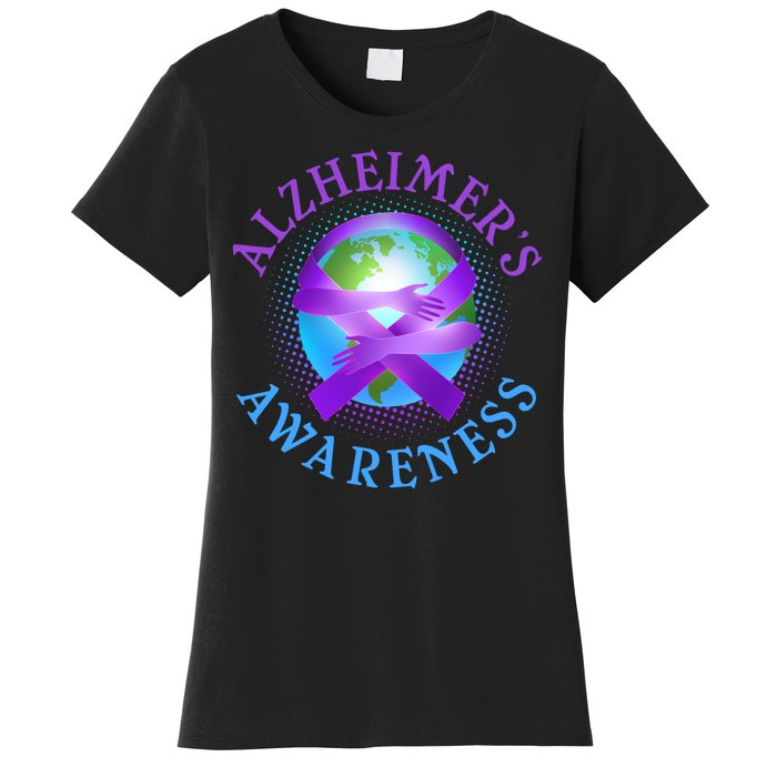 Alzheimer's Awareness Support Ribbon Hugging The World Women's T-Shirt