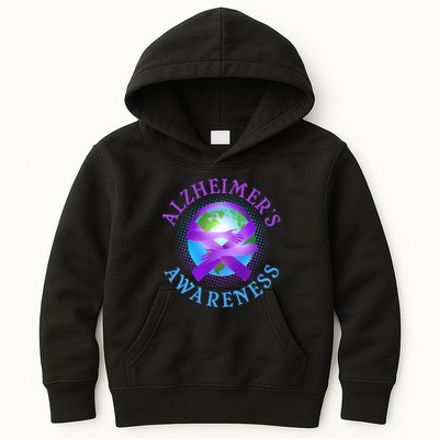 Alzheimer's Awareness Support Ribbon Hugging The World Kids Hoodie
