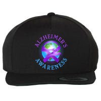 Alzheimer's Awareness Support Ribbon Hugging The World Wool Snapback Cap