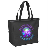 Alzheimer's Awareness Support Ribbon Hugging The World Zip Tote Bag