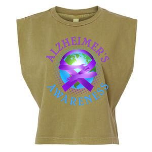 Alzheimer's Awareness Support Ribbon Hugging The World Garment-Dyed Women's Muscle Tee