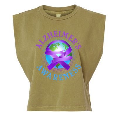 Alzheimer's Awareness Support Ribbon Hugging The World Garment-Dyed Women's Muscle Tee
