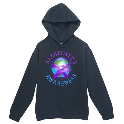 Alzheimer's Awareness Support Ribbon Hugging The World Urban Pullover Hoodie