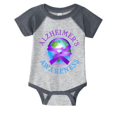 Alzheimer's Awareness Support Ribbon Hugging The World Infant Baby Jersey Bodysuit
