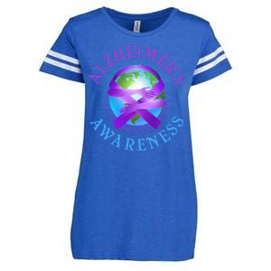 Alzheimer's Awareness Support Ribbon Hugging The World Enza Ladies Jersey Football T-Shirt