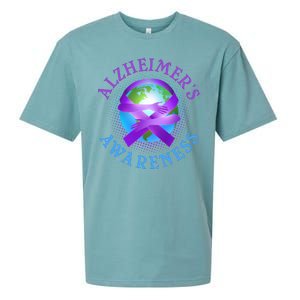 Alzheimer's Awareness Support Ribbon Hugging The World Sueded Cloud Jersey T-Shirt