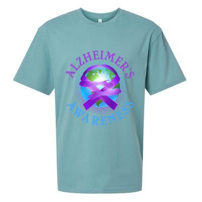 Alzheimer's Awareness Support Ribbon Hugging The World Sueded Cloud Jersey T-Shirt