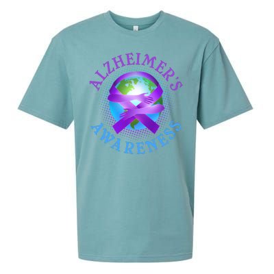 Alzheimer's Awareness Support Ribbon Hugging The World Sueded Cloud Jersey T-Shirt