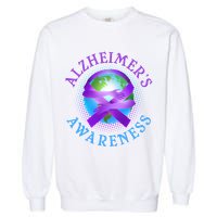 Alzheimer's Awareness Support Ribbon Hugging The World Garment-Dyed Sweatshirt