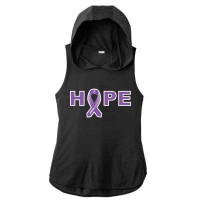 Alzheimer's Disase Awareness Ribbon Ladies PosiCharge Tri-Blend Wicking Draft Hoodie Tank