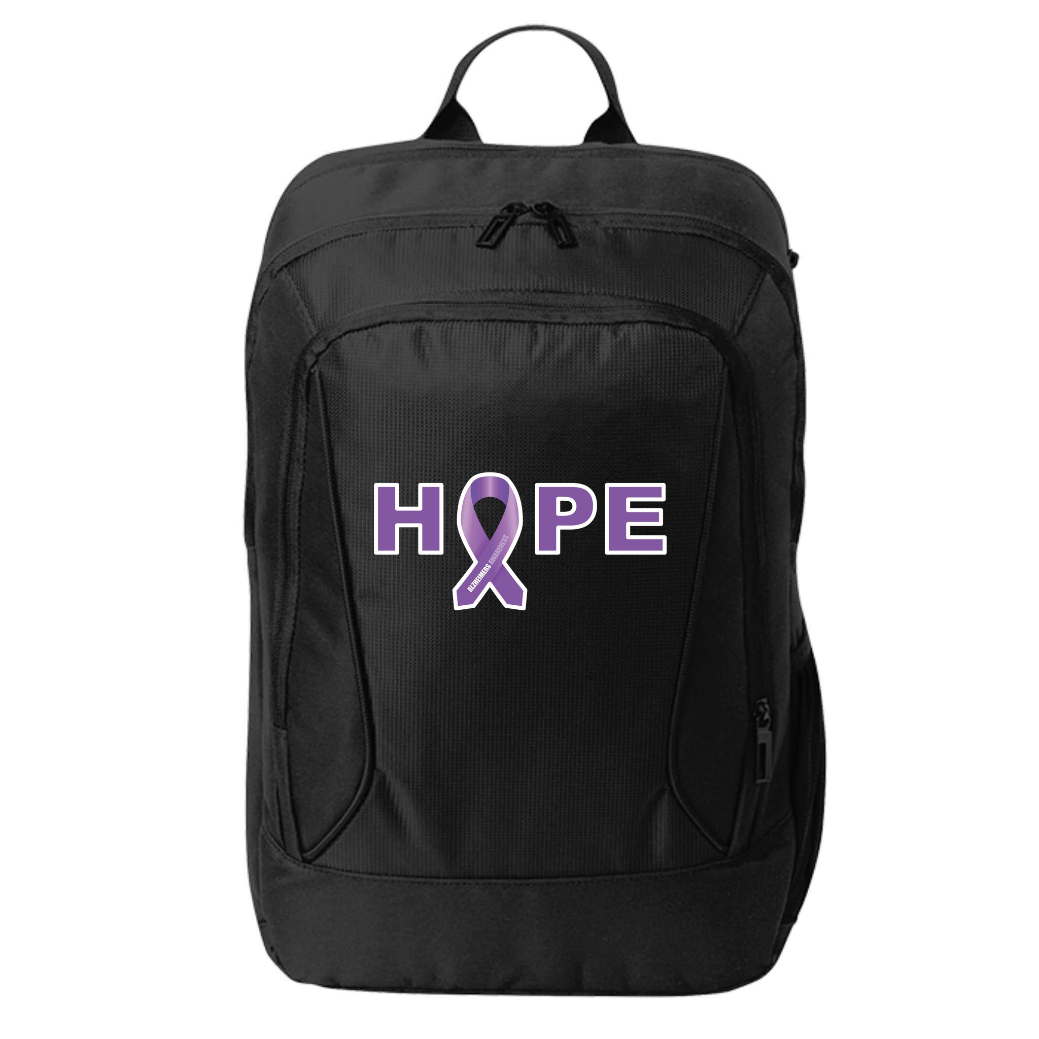 Alzheimer's Disase Awareness Ribbon City Backpack