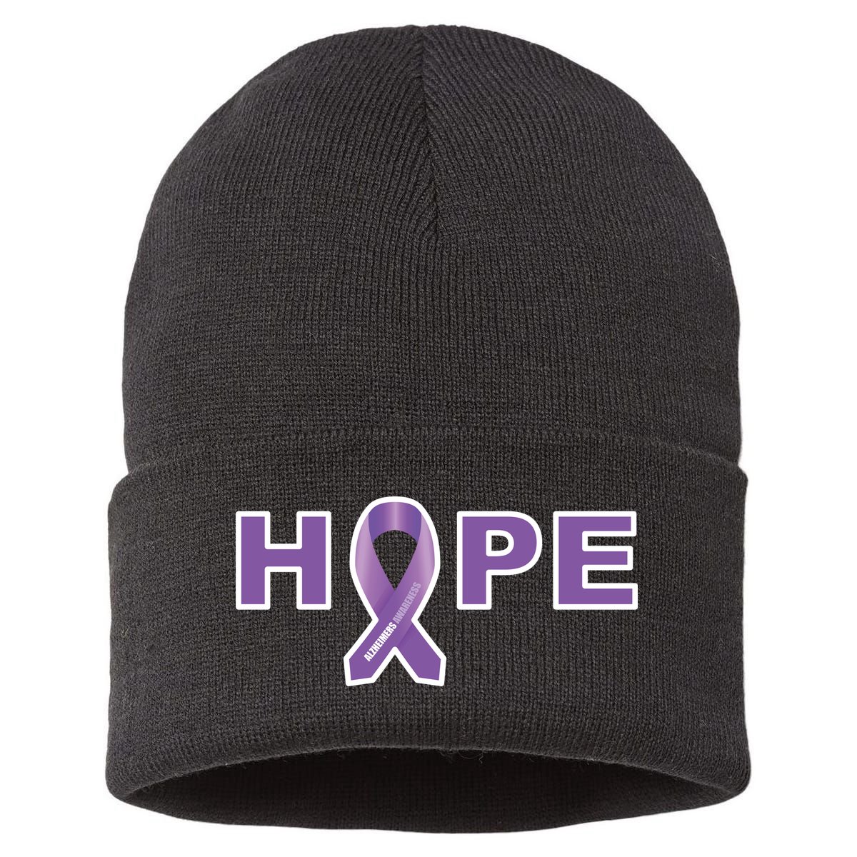 Alzheimer's Disase Awareness Ribbon Sustainable Knit Beanie