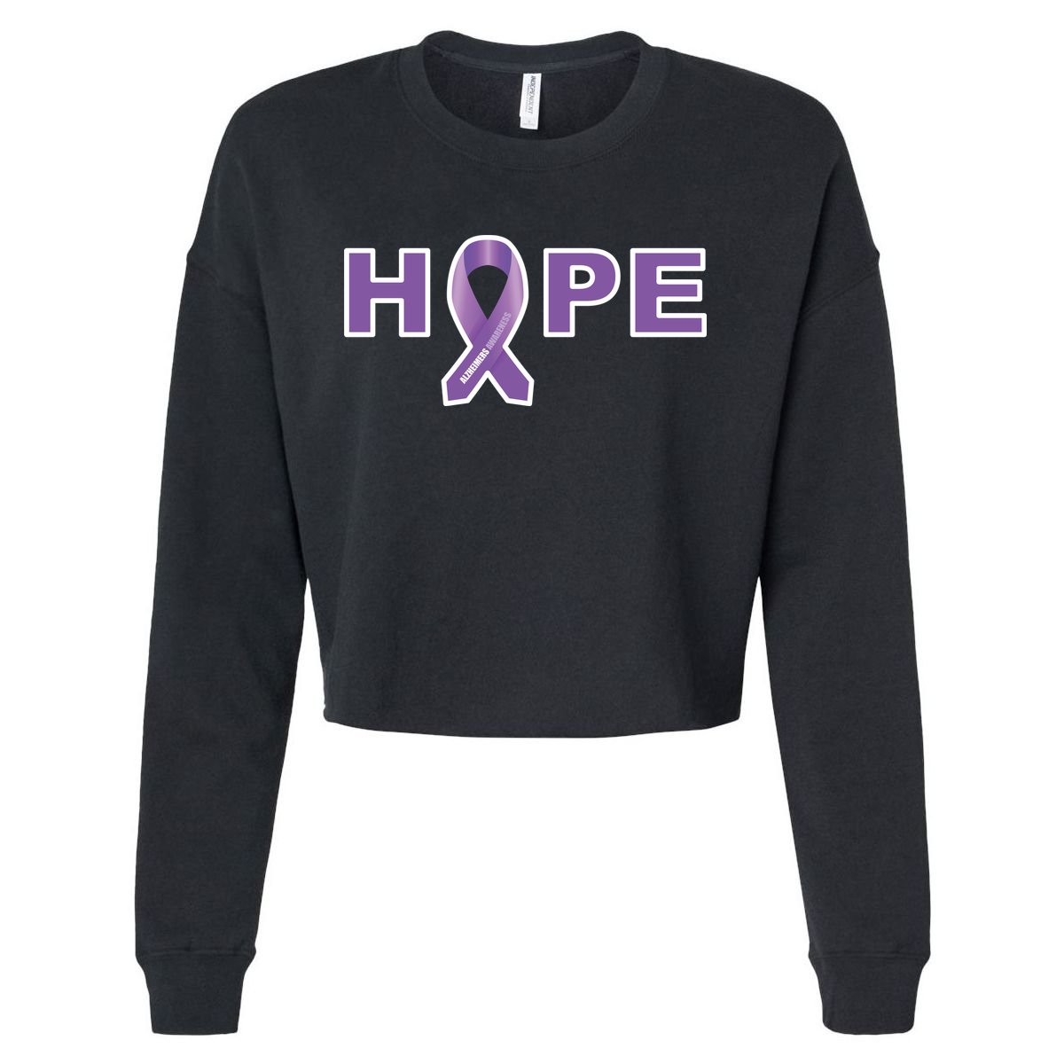 Alzheimer's Disase Awareness Ribbon Cropped Pullover Crew