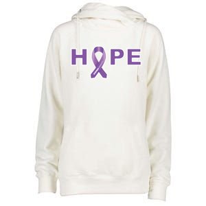 Alzheimer's Disase Awareness Ribbon Womens Funnel Neck Pullover Hood