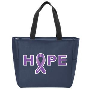 Alzheimer's Disase Awareness Ribbon Zip Tote Bag