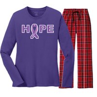 Alzheimer's Disase Awareness Ribbon Women's Long Sleeve Flannel Pajama Set 