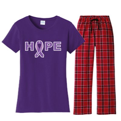 Alzheimer's Disase Awareness Ribbon Women's Flannel Pajama Set