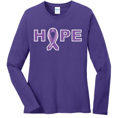 Alzheimer's Disase Awareness Ribbon Ladies Long Sleeve Shirt