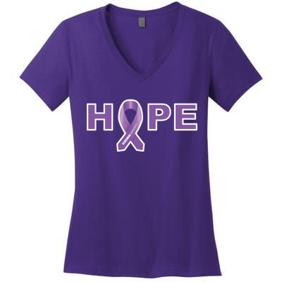 Alzheimer's Disase Awareness Ribbon Women's V-Neck T-Shirt