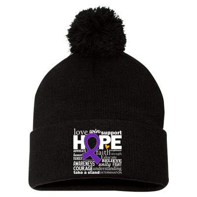Alzheimer's Hope Love Support Pom Pom 12in Knit Beanie