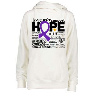 Alzheimer's Hope Love Support Womens Funnel Neck Pullover Hood