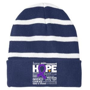 Alzheimer's Hope Love Support Striped Beanie with Solid Band