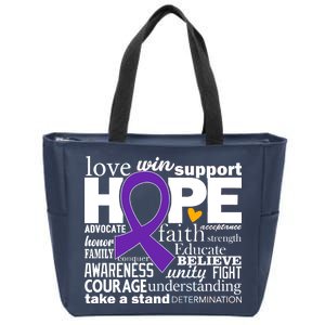 Alzheimer's Hope Love Support Zip Tote Bag