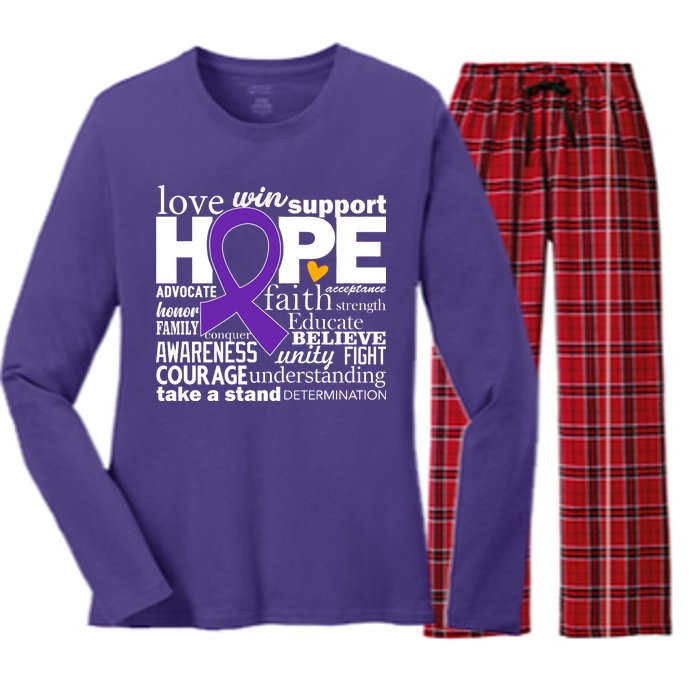 Alzheimer's Hope Love Support Women's Long Sleeve Flannel Pajama Set 