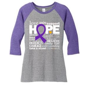 Alzheimer's Hope Love Support Women's Tri-Blend 3/4-Sleeve Raglan Shirt