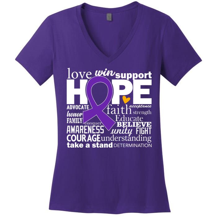 Alzheimer's Hope Love Support Women's V-Neck T-Shirt