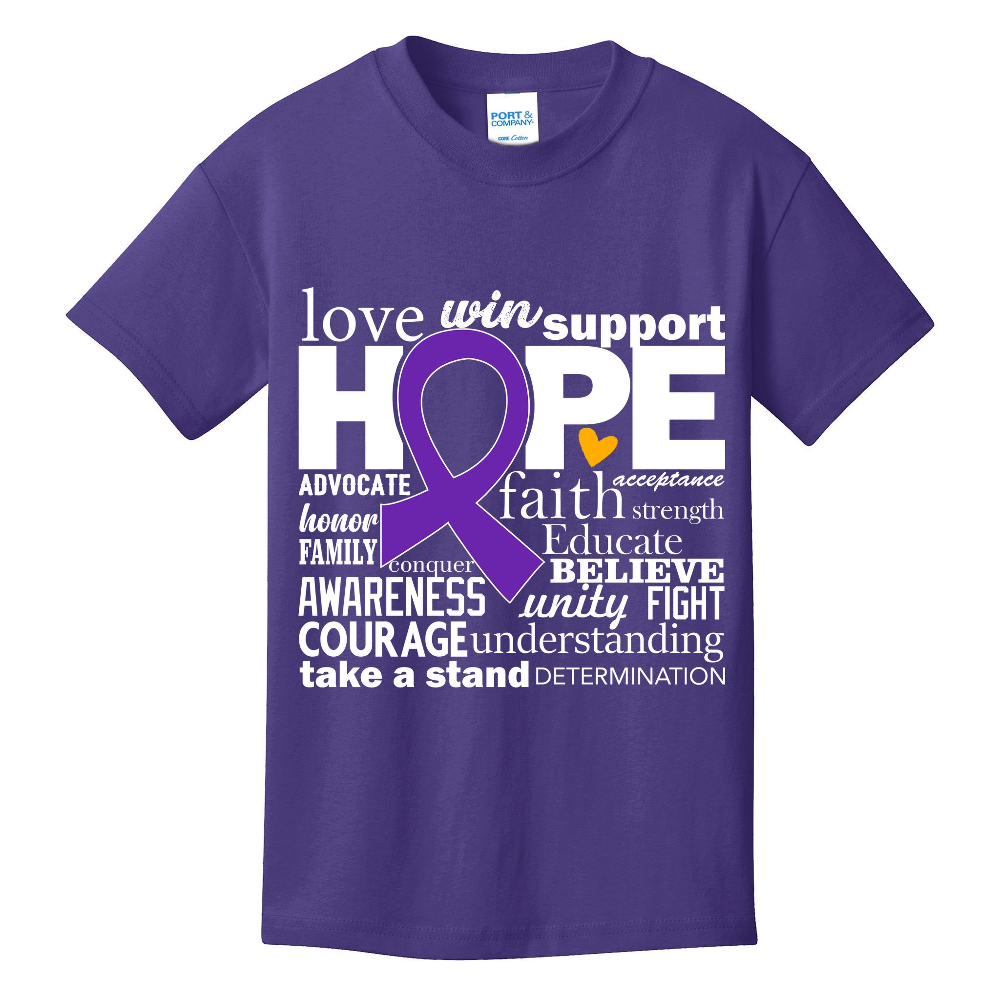 Alzheimer's Hope Love Support Kids T-Shirt