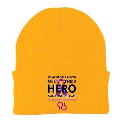 Alzheimer's Some People Never Meet Their Hero Mine Raised Me Knit Cap Winter Beanie