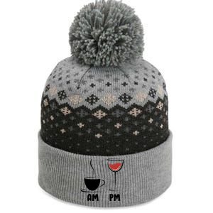 AM Coffee PM Wine The Baniff Cuffed Pom Beanie