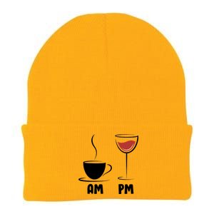 AM Coffee PM Wine Knit Cap Winter Beanie