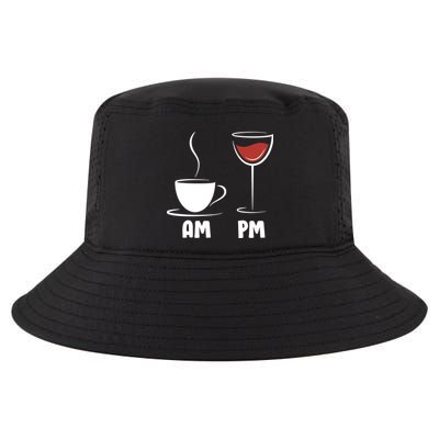 AM Coffee PM Wine Cool Comfort Performance Bucket Hat