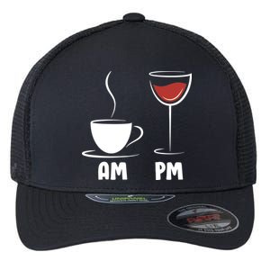 AM Coffee PM Wine Flexfit Unipanel Trucker Cap