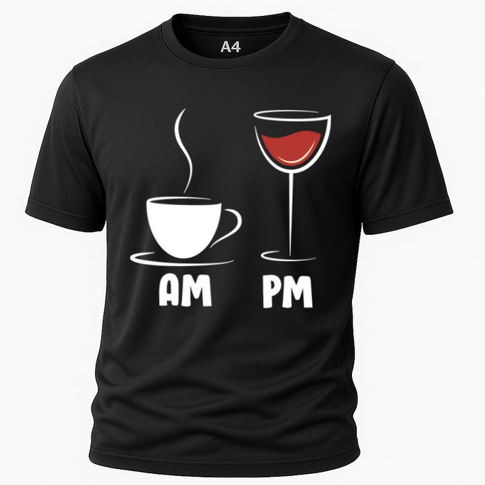 AM Coffee PM Wine Cooling Performance Crew T-Shirt