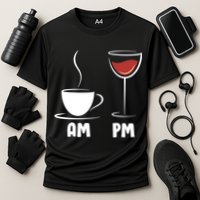 AM Coffee PM Wine Cooling Performance Crew T-Shirt