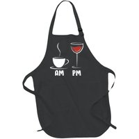 AM Coffee PM Wine Full-Length Apron With Pockets