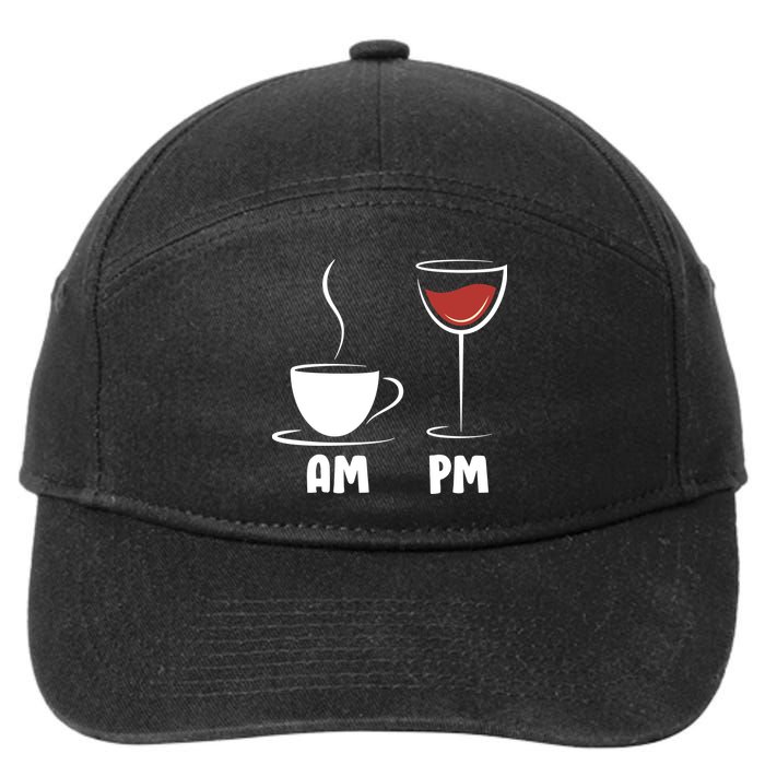 AM Coffee PM Wine 7-Panel Snapback Hat