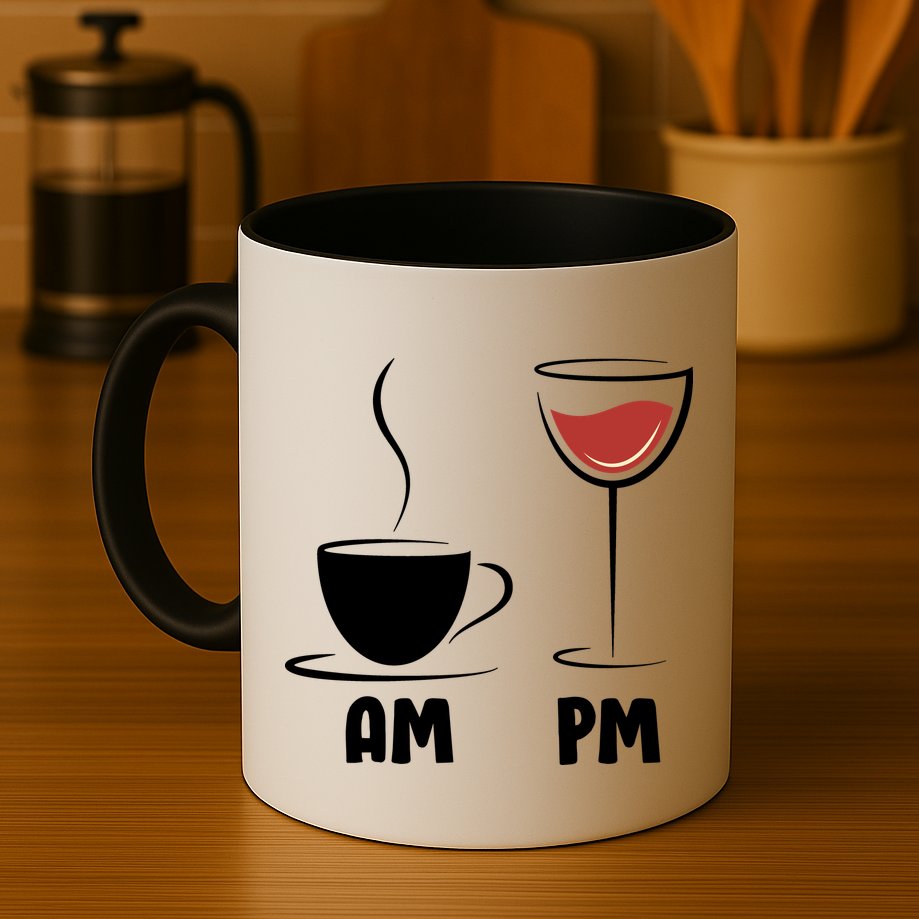 AM Coffee PM Wine Mug