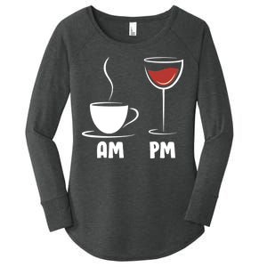 AM Coffee PM Wine Women's Perfect Tri Tunic Long Sleeve Shirt